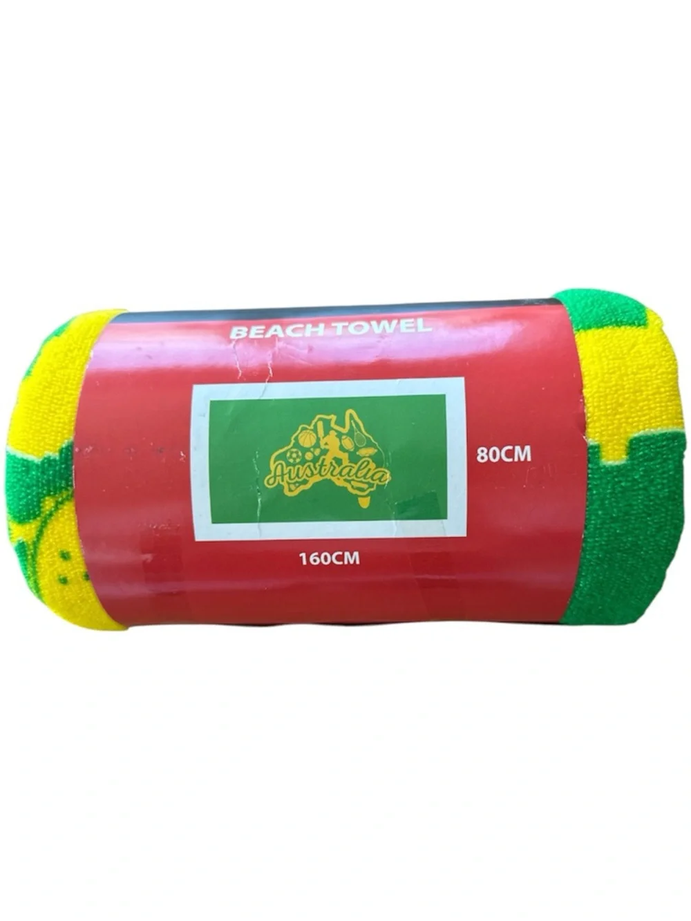 Australia Map Green & Gold Aussie Beach Towel
